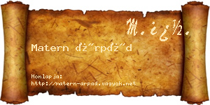 Matern Árpád névjegykártya
